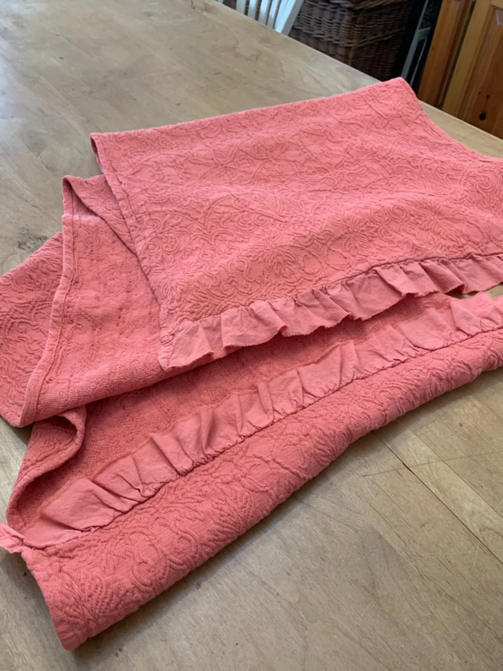 Boho Salmon Colored Table Runner - 90” X 20”